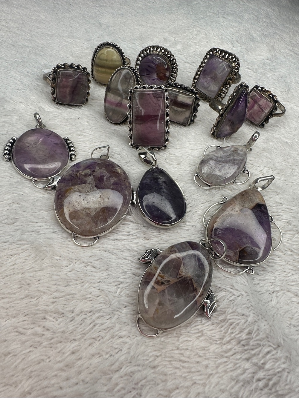 Amethyst & Fluorite Jewelry Lot